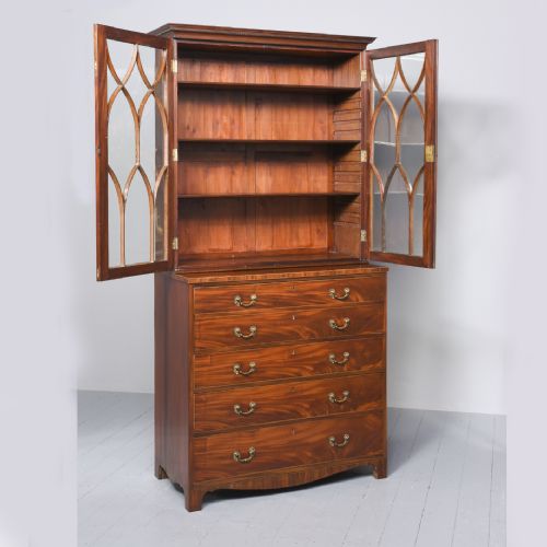 GEORGE III INLAID MAHOGANY SECRETAIRE BOOKCASE IN PRISTINE ORIGINAL CONDITION - ADDITIONAL PHOTO 8