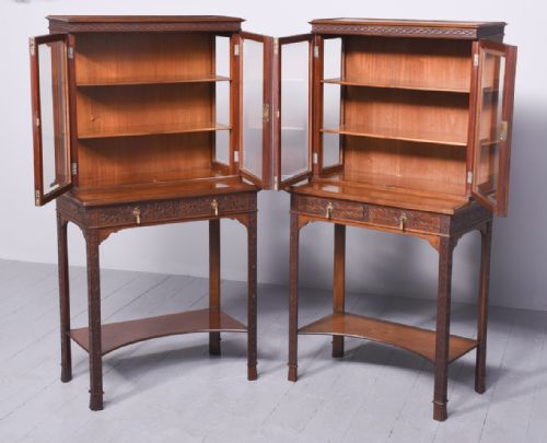 RARE PAIR OF NEOCLASSICALSTYLE MAHOGANY CABINETS ON STANDS BY C HINDLEY SONS LONDON - ADDITIONAL PHOTO 10
