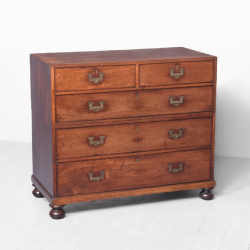 Quality Mahogany, Two-part Campaign Chest in Excellent Original Condition