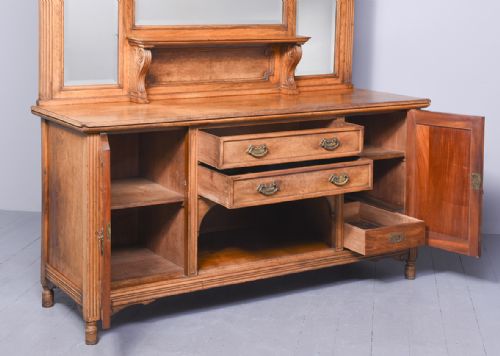 MAGNIFICENT VICTORIAN POLLARD OAK MIRRORBACKED SIDEBOARD - ADDITIONAL PHOTO 8