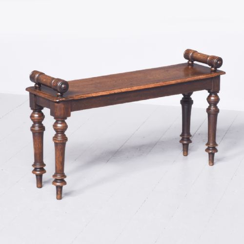 Unusual Stylish Oak Victorian Hall Bench