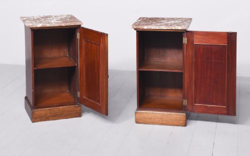 PAIR OF MARBLE TOPPED BEDSIDE CABINETS - ADDITIONAL PHOTO 7