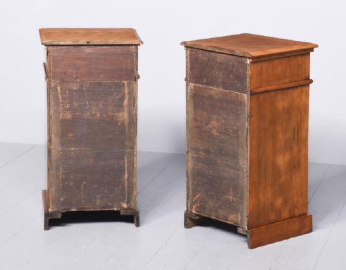 PAIR OF MIDVICTORIAN BLONDE WALNUT CHEST OF DRAWERSBEDSIDE LOCKERS - ADDITIONAL PHOTO 5