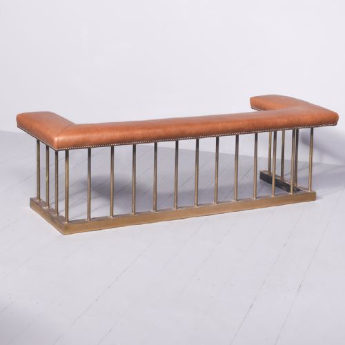 Brass & Leather Upholstered Club-fender