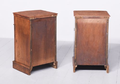 EXCEPTIONAL PAIR OF LARGE BURR WALNUT BOWFRONT BEDSIDE LOCKERS - ADDITIONAL PHOTO 7