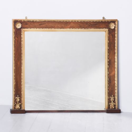 Rosewood and Gilded Over-mantle Mirror