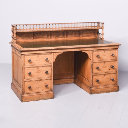 Impressive Large Arts and Crafts Victorian Oak Writing Desk