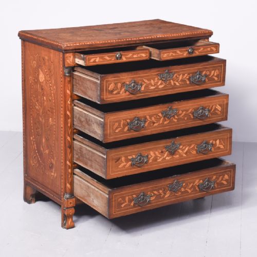 NEATSIZED EARLY 19TH CENTURY DUTCH MARQUETRY MAHOGANY CHEST OF DRAWERS - ADDITIONAL PHOTO 7