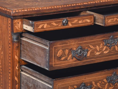 NEATSIZED EARLY 19TH CENTURY DUTCH MARQUETRY MAHOGANY CHEST OF DRAWERS - ADDITIONAL PHOTO 8