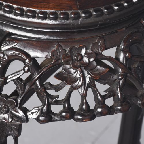 CARVED HARDWOOD AND MARBLE INSET CHINESE PLANT STAND QING DYNASTY - ADDITIONAL PHOTO 2