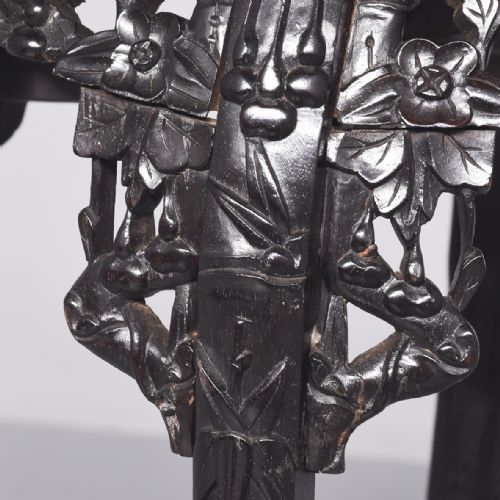 CARVED HARDWOOD AND MARBLE INSET CHINESE PLANT STAND QING DYNASTY - ADDITIONAL PHOTO 4