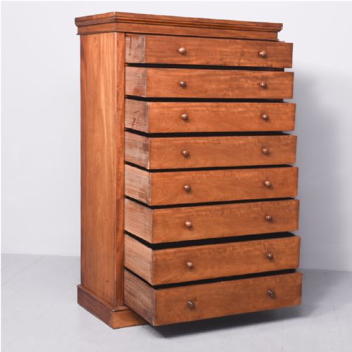 RARE OUTSIZED VICTORIAN FIGURED MAHOGANY WELLINGTON CHEST - ADDITIONAL PHOTO 5