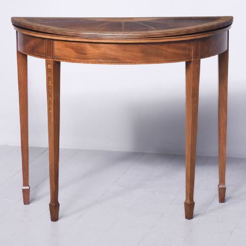 George III Style Inlaid Demi-lune Table