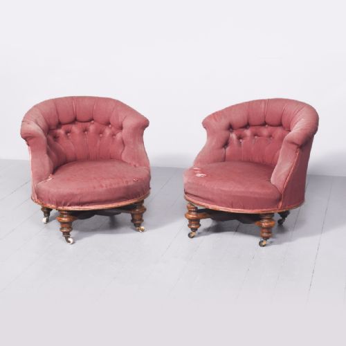 Pair of Victorian Revolving Easy Chairs