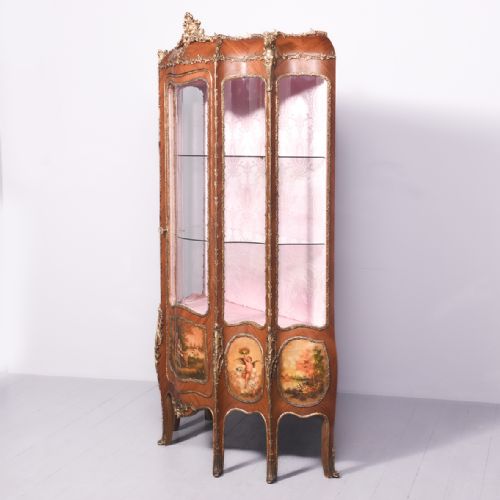 EXHIBITION QUALITY LARGE ORMOLU MOUNTED LOUIS XVI STYLE KINGWOOD AND VERNIS MARTIN VITRINE - ADDITIONAL PHOTO 15