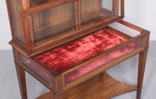 QUALITY INLAID MAHOGANY SHERATON STYLE BIJOUTERIE CABINET - ADDITIONAL PHOTO 7