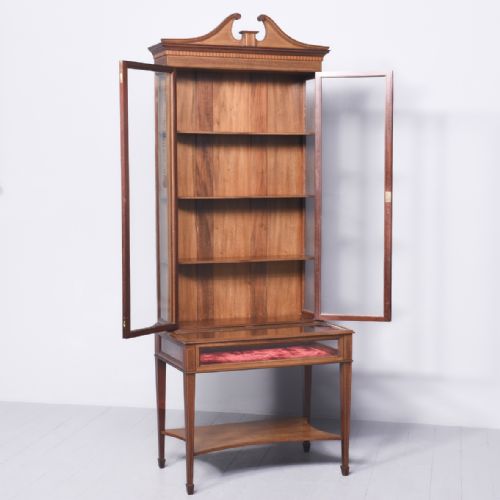 QUALITY INLAID MAHOGANY SHERATON STYLE BIJOUTERIE CABINET - ADDITIONAL PHOTO 8