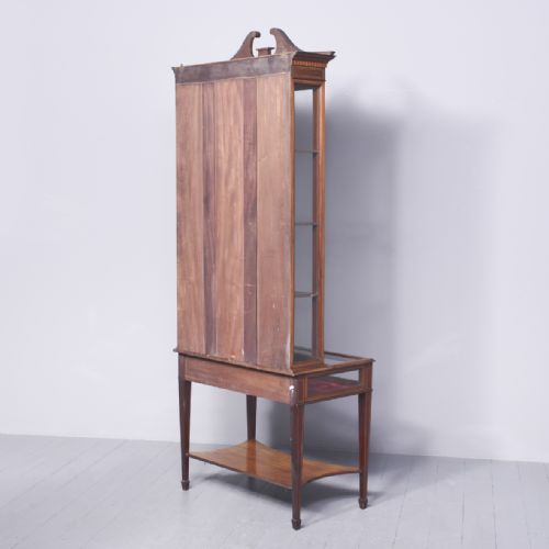 QUALITY INLAID MAHOGANY SHERATON STYLE BIJOUTERIE CABINET - ADDITIONAL PHOTO 10