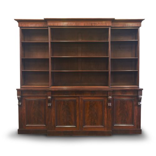 Large Mahogany Victorian Open Bookcase