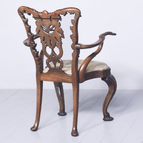 A QUALITY GEORGE II STYLE CARVED MAHOGANY ARMCHAIR - ADDITIONAL PHOTO 8