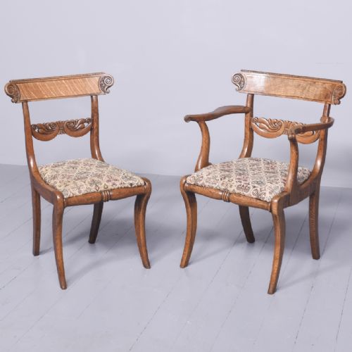 SET OF 7 REGENCY POLLARD OAK AND ELM DINING CHAIRS INCLUDING TWO CARVERS - ADDITIONAL PHOTO 2