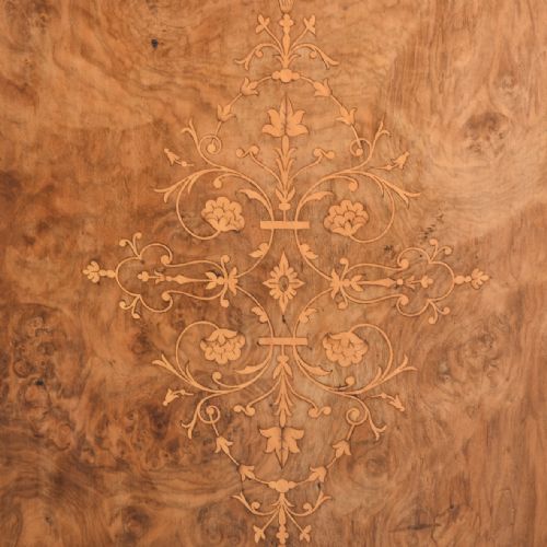 MARQUETRY INLAID MARBLETOP MIRRORBACK VICTORIAN FIGURED WALNUT SIDEBOARDCREDENZA - ADDITIONAL PHOTO 5