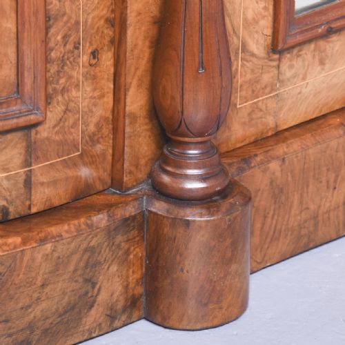 MARQUETRY INLAID MARBLETOP MIRRORBACK VICTORIAN FIGURED WALNUT SIDEBOARDCREDENZA - ADDITIONAL PHOTO 7