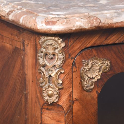 MID19TH CENTURY FRENCH FIGURED WALNUT MARBLE TOPPED BOOKCASECABINET - ADDITIONAL PHOTO 1