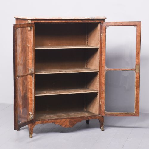 MID19TH CENTURY FRENCH FIGURED WALNUT MARBLE TOPPED BOOKCASECABINET - ADDITIONAL PHOTO 8