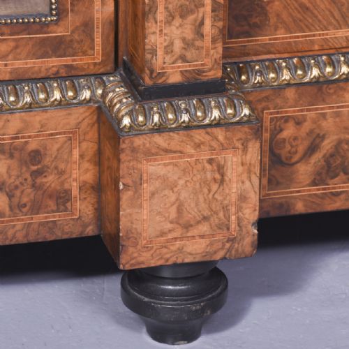 A VICTORIAN ORMOLU MOUNTED BURR WALNUT SATINWOOD AND KINGWOOD CREDENZA - ADDITIONAL PHOTO 2