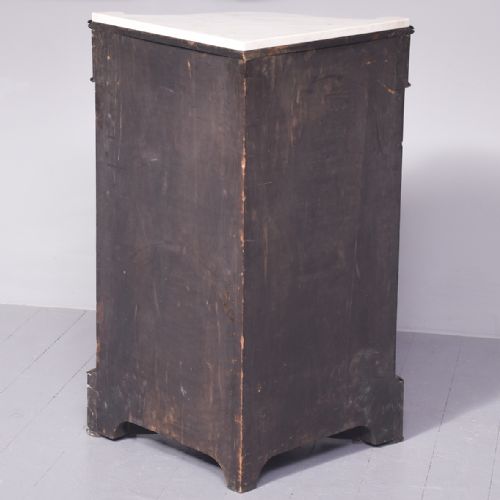 SERPENTINE FRONTED MARBLE TOPPED MARQUETRY AND BRASS INLAID CABINET - ADDITIONAL PHOTO 5