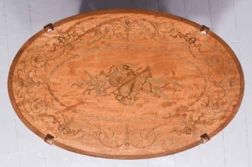 PAIR OF SUPERB QUALITY 19TH CENTURY MARQUETRYINLAID SATINWOOD COFFEE TABLES BY EDWARDS AND ROBERTS OF LONDON - ADDITIONAL PHOTO 9