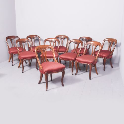 Set of 10 Victorian, Fine Quality Mahogany Dining or Library Chairs