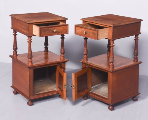 TALL PAIR OF VICTORIAN MAHOGANY CABINETSLAMPSTANDS - ADDITIONAL PHOTO 6
