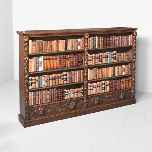 LATE VICTORIAN FLEMISH CARVED OAK OPEN BOOKCASE - ADDITIONAL PHOTO 8