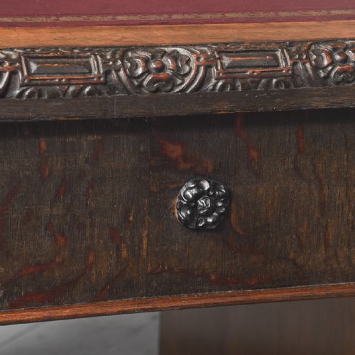 CARVED OAK DESK BY DRUCE CO LONDON - ADDITIONAL PHOTO 9