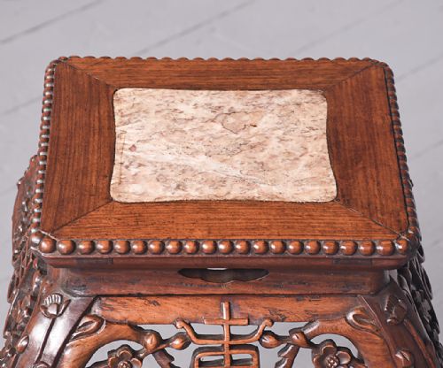 QIN DYNASTY ATTRACTIVE CHINESE HONGMU MARBLE TOP PLANTSTAND - ADDITIONAL PHOTO 1