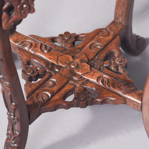 QIN DYNASTY ATTRACTIVE CHINESE HONGMU MARBLE TOP PLANTSTAND - ADDITIONAL PHOTO 2