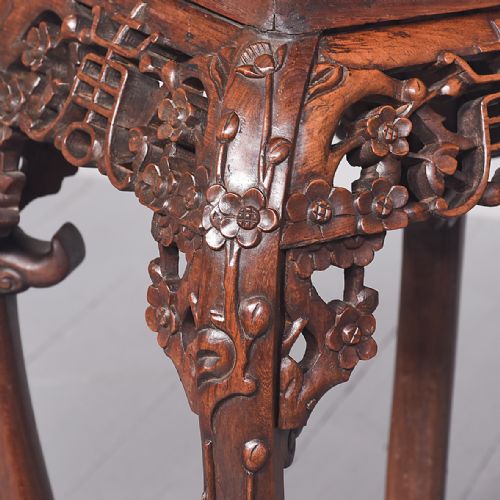 QIN DYNASTY ATTRACTIVE CHINESE HONGMU MARBLE TOP PLANTSTAND - ADDITIONAL PHOTO 5
