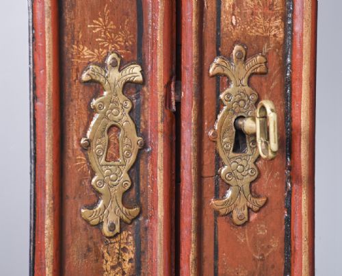 RED LACQUERED QUEEN ANNE STYLE BUREAU BOOKCASE - ADDITIONAL PHOTO 2