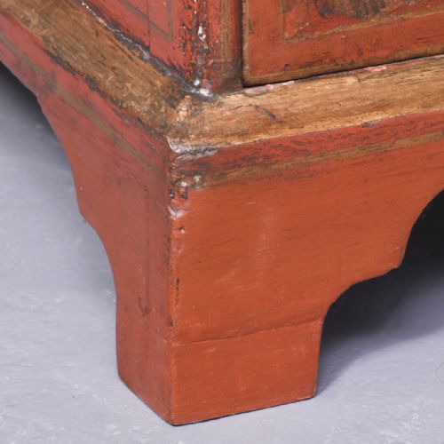 RED LACQUERED QUEEN ANNE STYLE BUREAU BOOKCASE - ADDITIONAL PHOTO 5