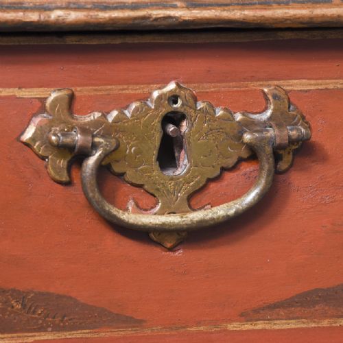 RED LACQUERED QUEEN ANNE STYLE BUREAU BOOKCASE - ADDITIONAL PHOTO 8