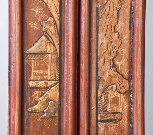 RED LACQUERED QUEEN ANNE STYLE BUREAU BOOKCASE - ADDITIONAL PHOTO 14