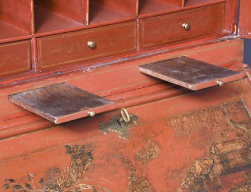 RED LACQUERED QUEEN ANNE STYLE BUREAU BOOKCASE - ADDITIONAL PHOTO 18