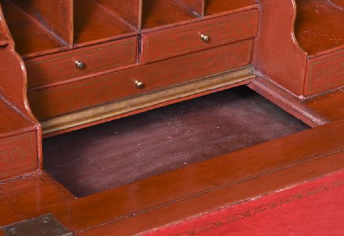 RED LACQUERED QUEEN ANNE STYLE BUREAU BOOKCASE - ADDITIONAL PHOTO 21