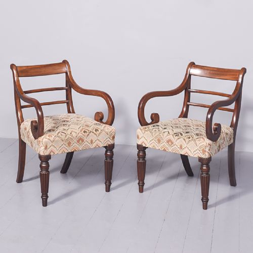 Pair of William IV Mahogany Arm Chairs