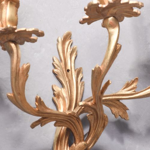 SET OF 3 GILDED BRASS WALL SCONCES - ADDITIONAL PHOTO 2