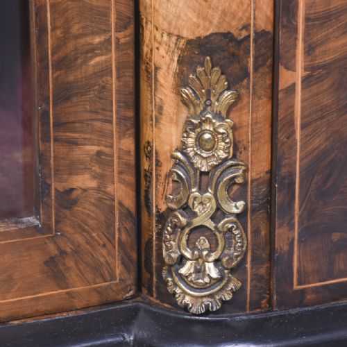 BURR WALNUT ORMOLU MOUNTED AND INLAID BOW END CREDENZA - ADDITIONAL PHOTO 4