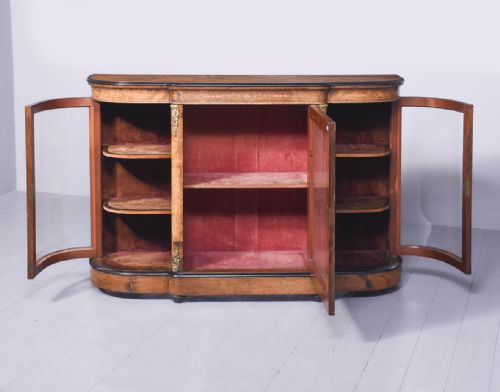 BURR WALNUT ORMOLU MOUNTED AND INLAID BOW END CREDENZA - ADDITIONAL PHOTO 9