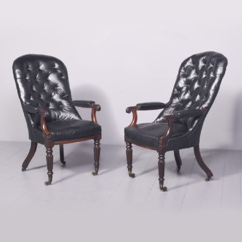 PAIR OF GEORGE IV LIBRARY CHAIRS